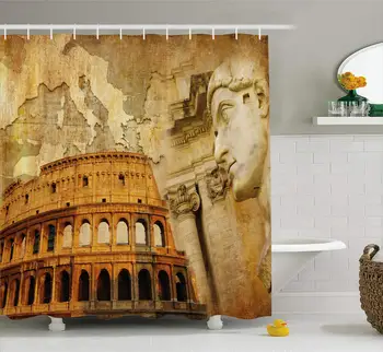 Rímskej Ríše Koncept Slávny Stĺpce Sculptress Colosseum Mapu Národa Tlač Kúpeľňa Decor Set