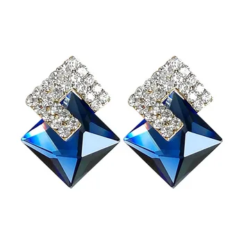 S925 Strieborná Ihla Módnej Značky Geometrických Crystal Stud Náušnice Pre Ženy Klasické Drahokamu Náušnice Trendy Strany Šperky