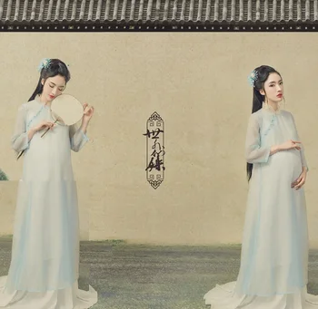 Shi Wai Xian Shu Republikánskej Obdobie Jednoduchý Kostým Hanfu Tehotenstva Mama Tematické Fotografie Kostým Fáze Výkonu Hanfu Obrázok 2