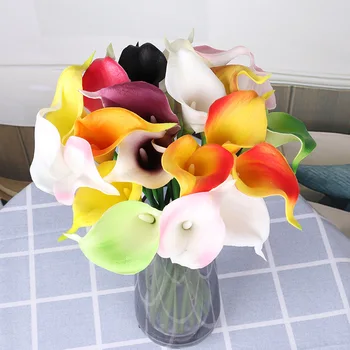 Simulácia Pu Mini Kala Lily Cítiť Skutočný Dotyk Umelé Kvety, Domáce Dekorácie, Svadobné, Kvetinové Aranžmány Fotografie Rekvizity Obrázok 2