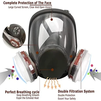 SJL plynová maska, priemyselné spray paint respirátor plynová maska, 7 v 1 6800 nastaviť bezpečnosti práce, filtrovanie prachu celotvárová maska nahradiť 3M Obrázok 2