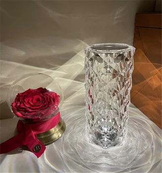 Stolové Lampy, Akryl 3 Farby Diamantu Dekorácie Svetla Pre Bar Spálňa Posteli Kávy Kryštál Ruže LED Lampy na písací Stôl Darček Nočné Svetlo Obrázok 2