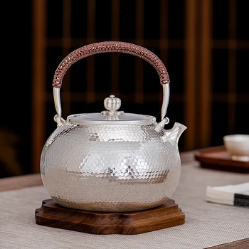 strieborný vek 999 mincový striebro sycee hrniec kanvica striebro čaj nastaviť čaj sa varí voda na čaj domácnosti väzníka kanvica Obrázok 2