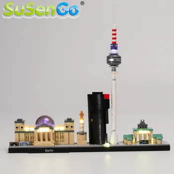 SuSenGo LED Svetlo Nastaviť Pre 21027 Architektúry Berlíne televízna Veža , Č Stavebné Bloky Model