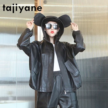 Tajiyane 2021 Originálne Kožené Bundy Ženy, Skutočné Kabáty z Ovčej Žena Bunda s Kapucňou Kwaii kórejské Oblečenie Mujer Chaqueta TN1730