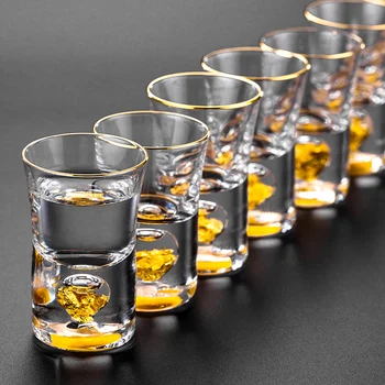 Top Triedy Príručka Crystal Shot Glass Postavený V Čistého Zlata Goldleaf Alkohol Duchov Firewater Mini Víno, Poháre Na Víno Delič Darčekovej Krabičke