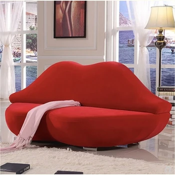 Tvorivé Osobnosti Gauč Červené Pery Dvojité Dizajnér Relaxovať Textílie Obývacia Izba Gauč Jednoduchý Návrhár Poschodí Canape Salon Bytový Nábytok Obrázok 2