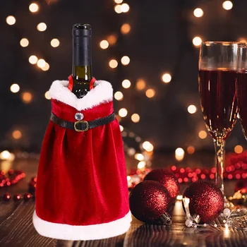 Tvorivé Vianočné Fľaša Vína Nastaviť Zlaté Zamatové Šaty Fľaša Vína Kryt Fľaša Vína Taška Rukáv Vianoce, Nový Rok Stole, Dekor