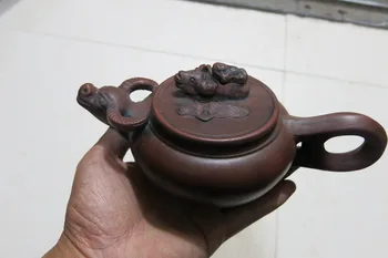 Unikátne Čínske Remeselníci červená keramika Yixing Kanvica, Označené,Tri dobytka,doprava Zdarma