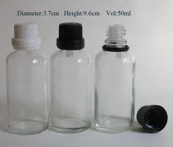veľkoobchod 100PC 50ml jasné, sklenené fľaše s reduktorom kvapkadla a tamper zrejmé, veko, 50ml sklo jasné, esenciálny olej fľaše Obrázok 2