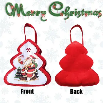 Vianočný Liečbu Tašky Malé Vianočné Darčekové Tašky Opakovane Vianočný Strom Tvar Dar Liečiť Candy Bag Pre Cukríky Občerstvenie Priazeň Obrázok 2
