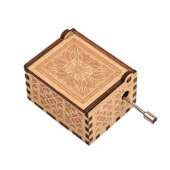 Vinobranie Drevený Music Box Palm-veľkosť Ručne Kľukou Dreva Prípade Musicbox Krásne Vyrezávané Drevené Hudobné Gadget s Melódie Ako darček