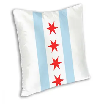 Vlastenecká Flag Of Chicago Cestovné Hodiť Vankúš Vankúše na Pohovke Úžasné Pillowcover Domova Obrázok 2