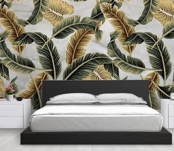 Vlastné pozadia na stenu tropické listu rastlín pozadí nástennú maľbu, tapety nástenná maľba 3d tapety tapety na stenu Obrázok 2