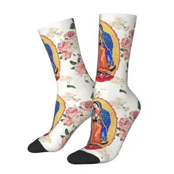 Vtipné Tlač Panna, Z Guadalupe Ponožky pre Ženy, Mužov Úsek Leto Jeseň Zima Mexiko Katolíckej Panny Márie Posádky Ponožky Obrázok 2