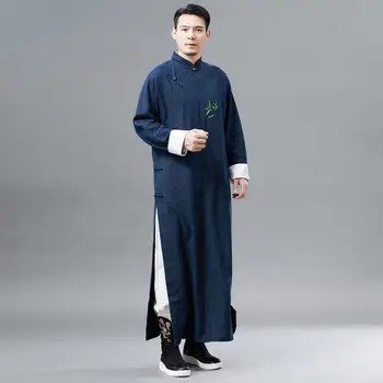 Výšivky Bambusové Tričko Bavlna Bielizeň Čínske Šaty, Šaty Dávnych Mandarin Golier Windbreaker Retro Tlačidlo Harajuku Bežné Kabát
