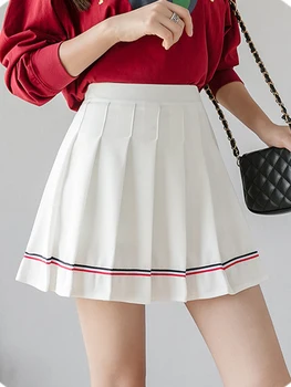 Y2k 2022 Biele Letné Mini Sukne pre Ženy, Vysoký Pás Bežné Krátky Oblek Skladaná Sukňa Čierna Modrá kórejský Streetwear A-line Sukne Obrázok 2