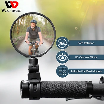 ZÁPAD CYKLOTURISTIKA 1 Kus Požičovňa Spätné Zrkadlo 360 MTB Riadítka Vypuklé Zrkadlo Univerzálny Elektrický Skúter E-bike Blind Spot Zrkadlo