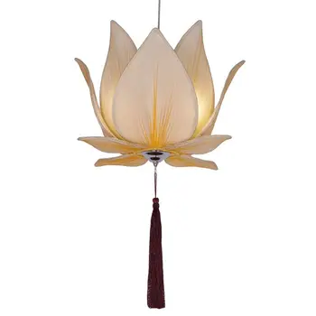 Čínsky Béžová Textílie Lotus Jedáleň Prívesok svetlo Reštaurácia Závesné Lampy, Spálne, Obývacej študovňa Prívesok Osvetlenie Zariadenie